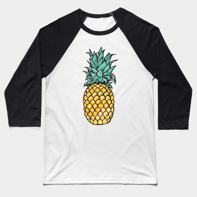 Yellow Mandala Pineapple Baseball T-Shirt by aterkaderk